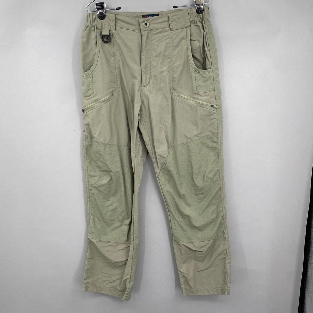 RailRiders Weatherpants Hiking Pants Mens Medium Green Khaki Reinforced Utility